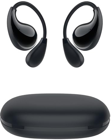 eleror Auriculares Deportivos Bluetooth Snug 10 de oído Abierto-Auriculares Inalámbricos Ultraligeros con Gancho para la Oreja, Ajuste Seguro para Correr y Montar en Bicicleta (Negro)