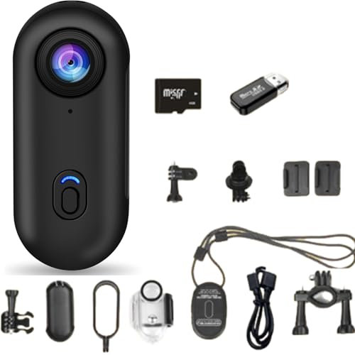 Visuscam - Mini 120 4k Camera for Recording, Visus Cam Action Camera, Thumb-Sized Body Cam, Portable Vlogging, Cycling, Motorcycle, Travel (Black-128G)