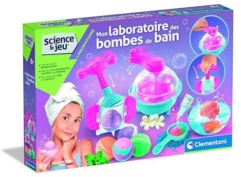 CLEMENTONI - Mon Laboratoire des Bombes de Bain dès 8 ans - Fabrique Tes Propres Boules Effervescentes - Kit DIY avec Recettes Créatives - Activité Sensorielle et Cadeau Original