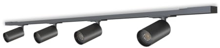 CALEX Schienensystem Set, 2m mit 4 Spots, GU10, Matt Schwarz, Tracklight Deckenleuchte