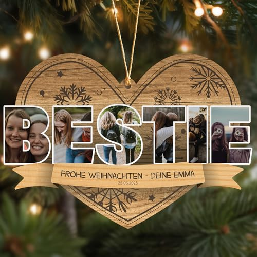 Bestie Weihnachtsbaumschmuck - Bestie Geschenke personalisierte Weihnachtskugeln, Work Bestie Geschenk Christbaumschmuck, Bestie Weihnachtsdeko - Work Bestie, Best Friends, Lieblingsmensch