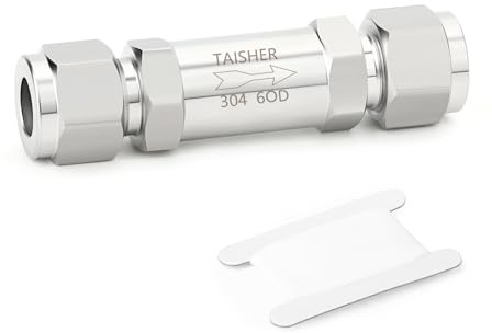 TAISHER 1PCS 304 Edelstahl 6MM Tube OD x 6MM Tube OD Rückschlagventil,Rückflussverhinderung, Einweg-Rückschlagventile