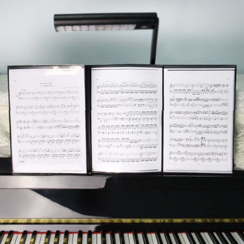 ACOGEDO Notenordner, 6-seitig, ABS, Notenhalter für Klavier, Gitarre, Violine, mit Transparenter Filmschiene und Erweiterungsclips