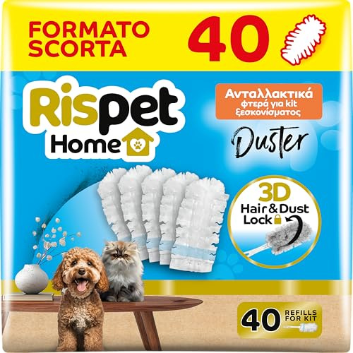 Rispet Duster Piumini 3D Cattura Polvere e Peli di Animali, Raggiunge I Punti più Difficili, Ricarica da 40 Piumini