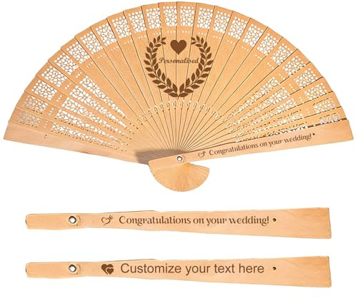 100Pcs Personalised Wooden Hand Fans Wedding Baby Shower Favours for Guests Bulk Foldable Fans Handheld Personalized Wedding or Birthday Party Gifts