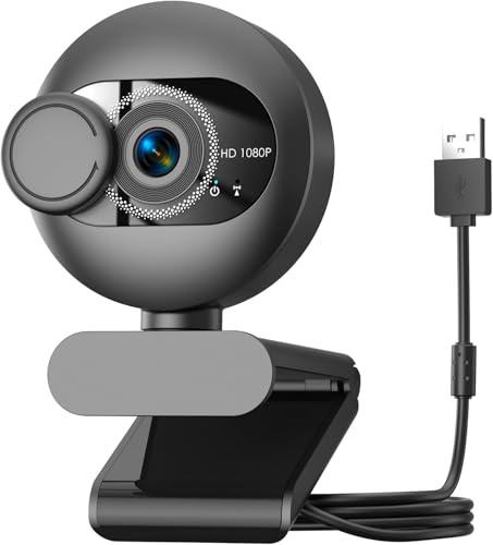 Webcam for PC with Microphone - 1080P FHD Webcam with Privacy Cover, Noise Cancellation, Wide-Angle Lens, Auto Light Correction, Plug and Play USB Web Camera for Laptop, Desktop, PC, Mac, Zoom, Skype