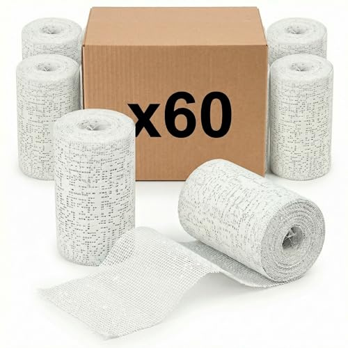 KMINA Bande de Plâtre 10 cm x 2,7 m, Prise Rapide pour Moulage (120 pcs)