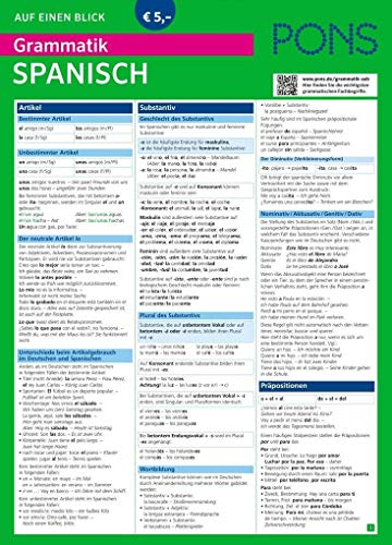 PONS Grammatik auf einen Blick Spanisch: Alle wichtigen grammatischen Themen auf einen Blick (PONS Auf einen Blick)
