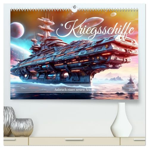 Kriegsschiffe Anbruch einer neuen Ära (hochwertiger Premium Wandkalender 2026 DIN A2 quer), Kunstdruck in Hochglanz: Futuristische Schönheit der Kriegsschiffe von morgen. (CALVENDO Technologie)