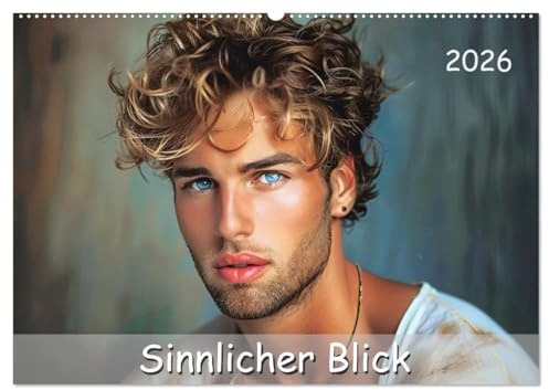 Sinnlicher Blick (Wandkalender 2026 DIN A2 quer), CALVENDO Monatskalender: Großartige Porträts von Männern, die ihre Sinnlichkeit und männliche Schönheit einfangen. (CALVENDO Menschen)