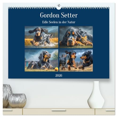 Gordon Setter. Edle Seelen in der Natur (hochwertiger Premium Wandkalender 2026 DIN A2 quer), Kunstdruck in Hochglanz: Die stolze Eleganz und das ... Setter in tollen Bildern (CALVENDO Tiere)