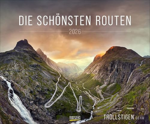 Die schönsten Routen 2026: Großer Wandkalender. Foto-Kunstkalender mit den schönsten Routen der Welt. Querformat 55 x 45,5 cm.