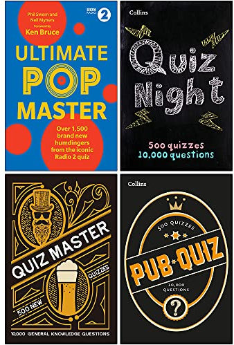 Quiz Puzzles 4 Books Collection Set Pack (Ultimate PopMaster, Collins Quiz Night, Collins Quiz Master & Collins Pub Quiz)