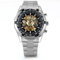 JewelryWe Herren Armbanduhr, Analog Quarz, Fashion Business Casual Handaufzug mechanische Uhr mit Edelstahl Armband, Schwarz Bezel Skelett Zifferblatt