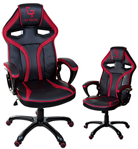 GIOSEDIO GP Racer Gaming Chefsessel Bürostuhl Modisch Racing Stuhl Computerstuhl (Schwarz/Rot)