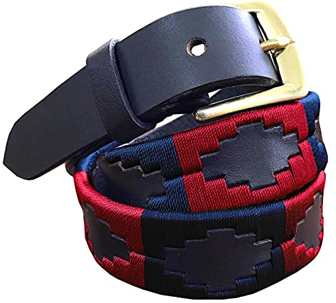 CARLOS DIAZ Jungen Mädchen Kinder Premium Unisex Braunes Leder Bestickt Designer Polo Gürtel (60 cm/ 22-24 Inches)