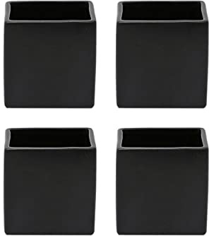 Serene Spaces Living Set of 4 Cube Black Vases – Modern Matte Black Square Cube Ceramic Vases for Centerpieces, Home Office Décor, Event Accents, and More – 3” SQ x 3” H
