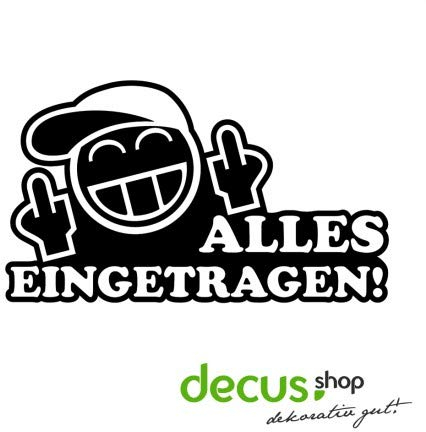 Decus Alles eingetragen Smiley Mittelfinger // Sticker OEM JDM Style Aufkleber