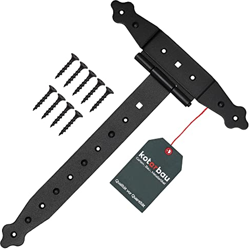 KOTARBAU® Cerniera per Cancello Legno 300 mm - Verniciato a polvere - Cerniere per Porte in Legno Cerniere per Cancelletto Giardino Cerniera Porta Legno Cardini per Cancello Nero