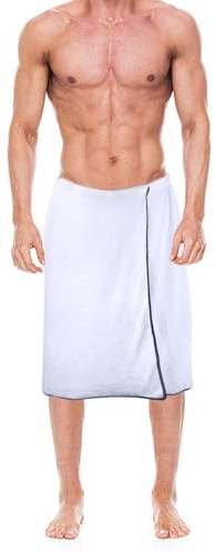 kilofly 1pc Men's Adjustable Shower Wrap Bath Towel with Snap Closure 27 x 55 Inch