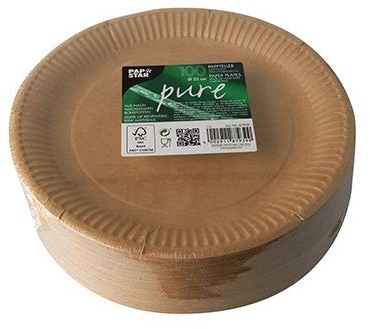 PAPSTAR 100 Assiette en carton marron 23 cm Pure issu de forêts durables