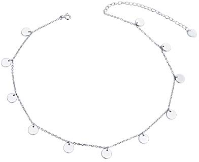 925 Sterling Silber Halskette Flyow Damen Anhänger Choker Kette Schmuck (Rund)