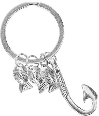 Amosfun Angelhaken SchlüSselanhäNger Aus Metall Kreativer SchlüSselring FüR Angler Fisch AnhäNger Praktischer SchlüSselhalter FüR AutoschlüSsel Rucksack Und Geschenk