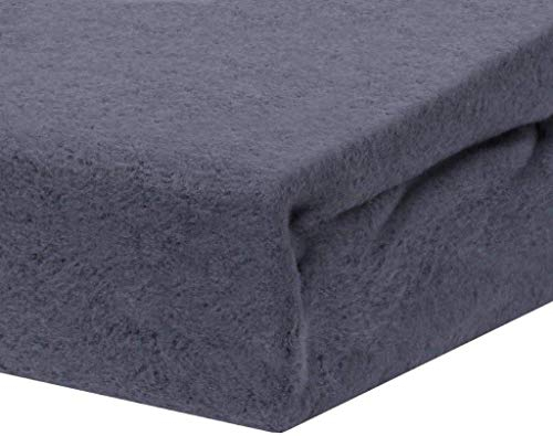 Winter Spannbettlaken | Farbenfrohes Thermo Fleece | Spannbetttuch, Bettlaken in vielen Größen und Farben (140 x 200 cm - 160 x 200 cm, Anthrazit/Grau)