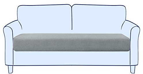 subrtex Sofa Sitzkissenbezug Stretch Sitzkissenschutz Elastischer Kissenbezüge Husse überzug Bezug für 2 Sitzer Sofa Sitzkissen (2 Sitzer, Hellgrau)