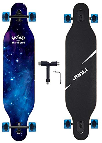 Junli 41 Zoll Freeride Skateboard Longboard - Komplettes Skateboard Cruiser für Cruising, Carving, Free-Style und Downhill Sea Blue