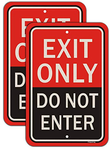 Schilder mit Aufschrift Exit Only Do Not Enter, 45,7 x 30,5 cm, großes Schild mit Aufschrift Exit Only don't enter, aus Metall, reflektierend, stabil, rostfrei, Aluminium, wasserdicht, einfach zu