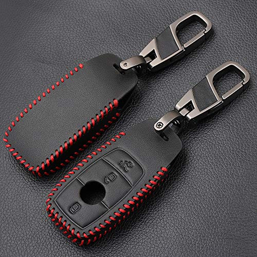 YJADHU Leder Herren Damen Schlüsselanhänger Schlüsselanhänger Autoschlüssel Case Cover, passend für Mercedes Benz AMG E-Klasse W213 C-Klasse W205 2018