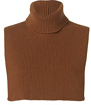Becksöndergaard Rollkrageneinsatz Damen Colby Bib Neck in Braun (Pecan Brown) - Einfarbiger Blusenkragen mit Stehkragen/Abnehmbarer Kragen/HalswŠrmer für Frauen - 90% Wolle/10% Kaschmir - One Size