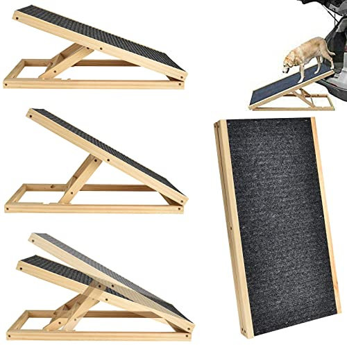 Hundetreppe Hunderampe 70cm/100cm lang, Hölzern Faltbar Belastbar bis 150kg, Katzen Rampe Hundetreppe für Bett oder Sofa Klappbar aus Holz Hundeleiter Auffahrrampe für Haustiere