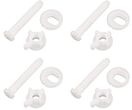 VGOL 4 Jeux de Vis Fixation de Siège de Toilette Vis de Boulon de Charnière de Siège de Toilette Remplacement Universel avec Écrous et Rondelles Blanc