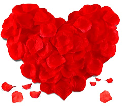 Redamancy 1200 Stück Rosenblätter, Künstliche Rosen Blütenblätter für Hochzeit, Valentinstag, Geburtstag, Romantische Atmosphäre (Rot)