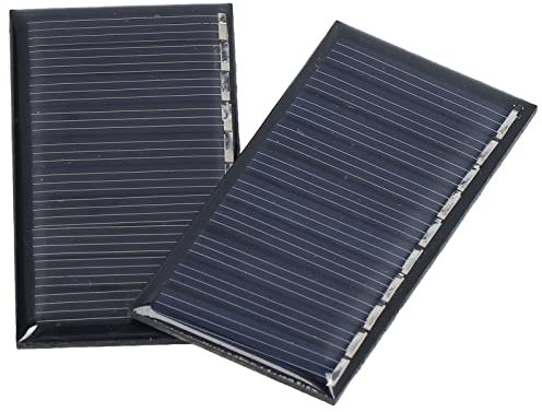 Lot de 2 mini panneaux solaires 5 V 50 mA, cellules solaires polycristallines résistantes aux intempéries 60 x 30 mm / 2,36 x 1,18 pouces pour projets de bricolage, jouets