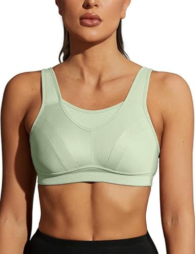 Wingslove Damen Sport BH ohne Bügel Nicht Gepolstert High Impact Bustier Halt Joggen BH(Grün,36C-80C)