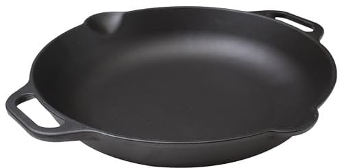 VICTORIA Paellera Sartén Hierro Fundido Esmaltado Inducción 33cm, Apta para Fuego, Barbacoa, Horno, Vitrocerámica, Gas, Cast Iron Skillet, Libre de Tóxicos sin PTFE ni PFOA
