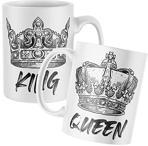 Couples King and Queen Mug Matching Set Coffee Tea Cup Gift His and Hers Mens Womens