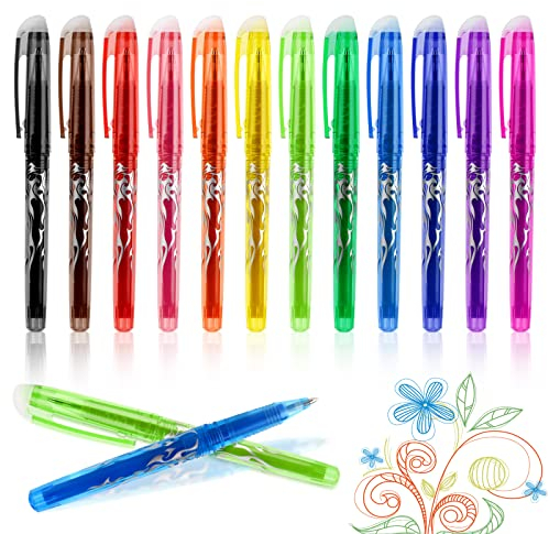 talifoca 12 Stück Radierbarer Kugelschreiber,Radierbarer Gelschreiber 0, 5mm Tintenroller Radierbar,Löschbare Gelstifte Löschbarer Stift,Friction Gelstifte für Kinder, Studenten, Büro, Geschenk