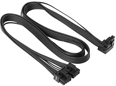 PCIE 5.0 Cable for Corsair, 27'' 16AWG Dual 8 Pin to 12VHPWR PCIE Cable for Thermaltake Power Supply, Male 12+4pin Connector Power for GPU (90°, Black)