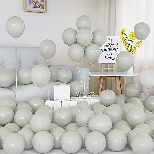 Luftballons Grau, 50 Stück 5 Zoll Matt Graue Latex Ballon Set mit Band für Frauen Männer Mädchen Jungen Geburtstag Party Zubehör Hochzeit Taufen Babyparty Brautdusche Graduierung Jubiläum Dekorationen