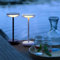 Lightbox LED Outdoor Tischlampe - 26 cm Höhe - mobile Außen Tischleuchte mit Akku & stufenlosen Touchdimmer - aufladbar per USB - 3000 K - max. 160 lm - aus Metall/Kunststoff - in Schwarz/Transparent