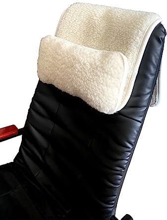 Nackenkissen für Sessel - kleines Kissen - Nackenkissen - 100% Wolle - Anti Rutsch Rückseite (Merinowolle weiß)