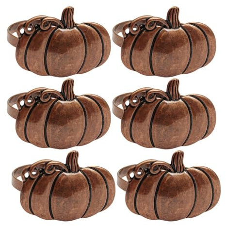 Kichvoe 6st Kürbis Serviettenringe Esstische Ringe Abendessen Serviettenring Dekorative Serviettenschnallen Serviettenhalter Herbstliche Tischschmuck Bankett Einrichtung Legierung Metall