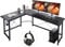 Clevich L-Shaped Corner Desk, Large Computer Gaming Desk with Iron Hooks, CPU Stand, Sturdy PC Laptop Table(66.5'' x 47.5'' x 29.3'')