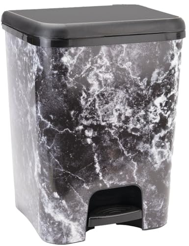 COM-FORT HOUSE Poubelle à pédale Capacité de 26 litres | Poubelle de recyclage | Couleur marbre | Poubelle organique cuisine | 1 unité | Pièces amovibles | Nettoyage facile