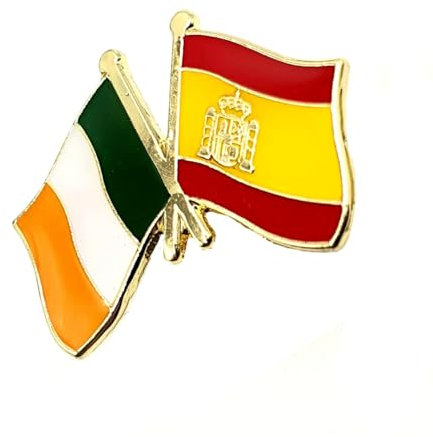 Insignia de metal con bandera de países de España, Irlanda, España, Irlanda, UE, Europa, Europa, Eu, Metal