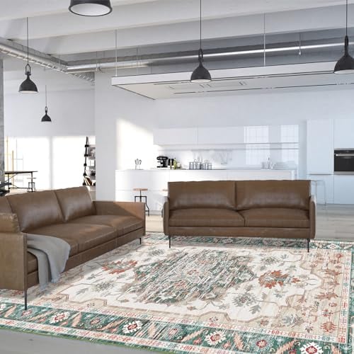 Vamcheer Vintage-Kurzflor Teppich - Flauschig, Weich, Waschbar, Rutschfest für Wohnzimmer, Schlafzimmer, Esszimmer, Outdoor - Kunstwolle, Grün, 240 x 340 cm